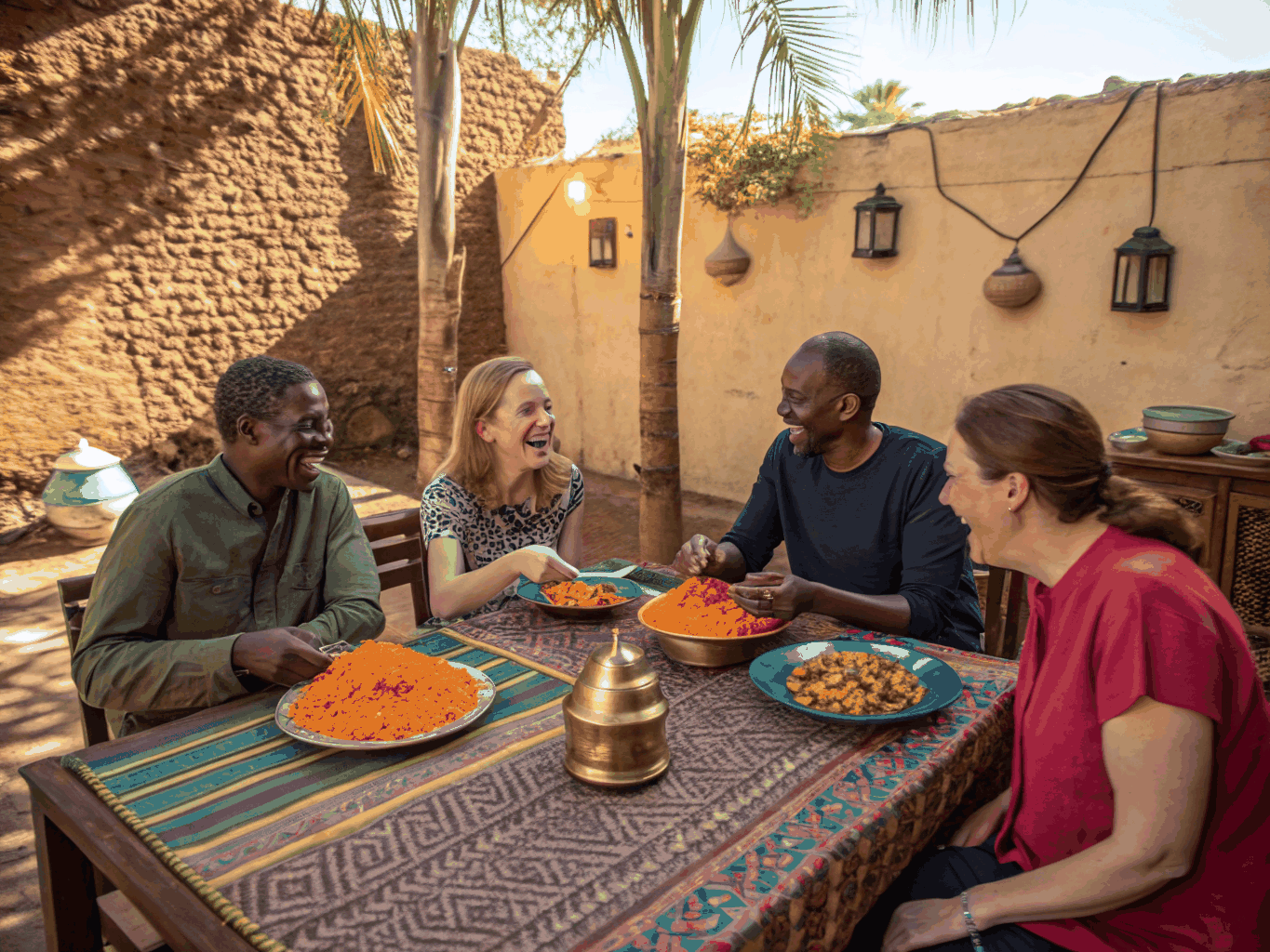 Traditional African cuisine served at a community gathering