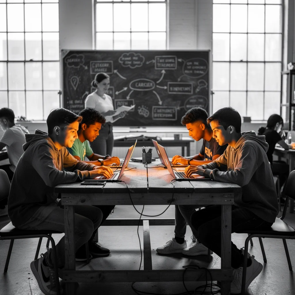 Youth participating in an AI education workshop